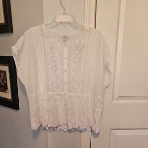 Sundance White Eyelet Blouse